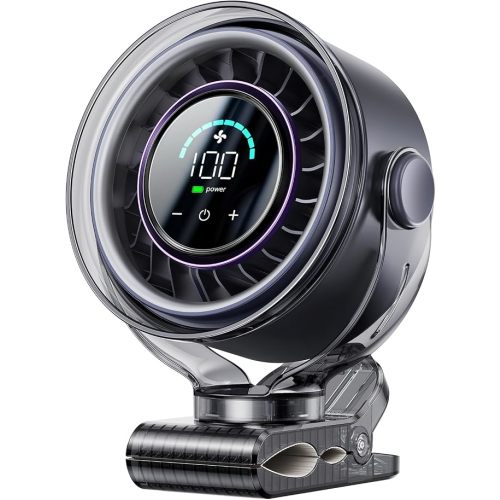 Clip on Fan, Rechargeable USB Fan with Sturdy Clamp, LED Display, 100 Speeds, 3000mAh Battery, 360° Rotation, 5.5 Inch Portable Fan for Stroller Bed Camping Treadmill Car Black