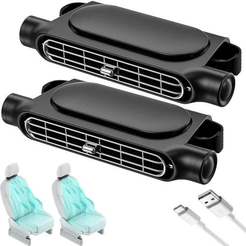 2 Pack Car Seat Fan for Backseat for Kids, Mini Portable Battery Operated Back Seat Baby Quiet Headrest Neck Cooling Fan with 3 Adjustable Wind Speeds All Cars Vehicle RV Truck