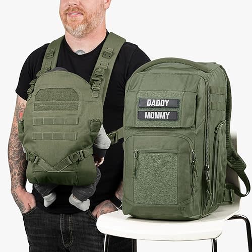 Tactical Baby Gear Everyday Backpack + Baby Carrier Bundle – Military-Grade, Water-Resistant, Tactical Diaper Bag Backpack & Tactical Baby Carrier for Dads (Ranger Green)