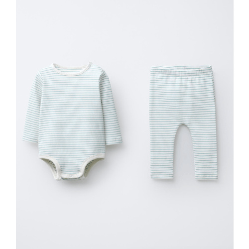 Striped Bodysuit and Leggings - Sea green, 3-6m | ZARA