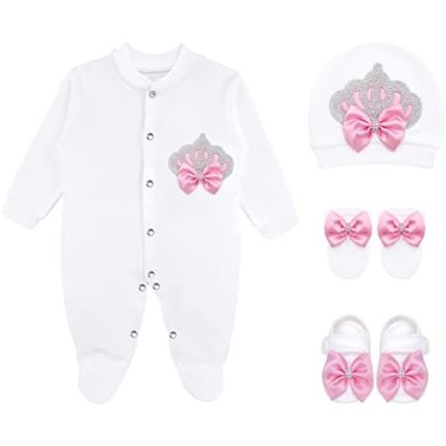 Lilax Baby Girl Newborn Jewels Layette 4 Piece Gift Set