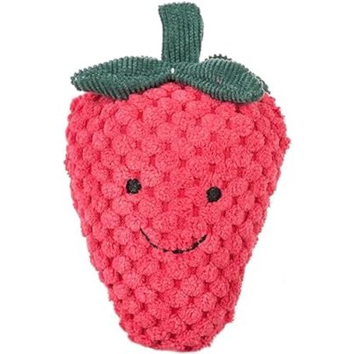 Apricot Lamb Baby Strawberry Soft Rattle Toy, Plush Stuffed Fruit for Newborn Soft Over 0 Months (Strawberry, 4 Inches)