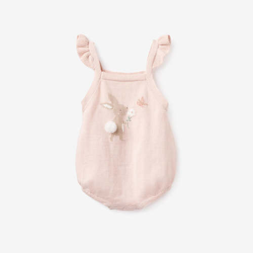 Flutter Sleeve Bunny Baby Bubble Romper PINK / 9-12M