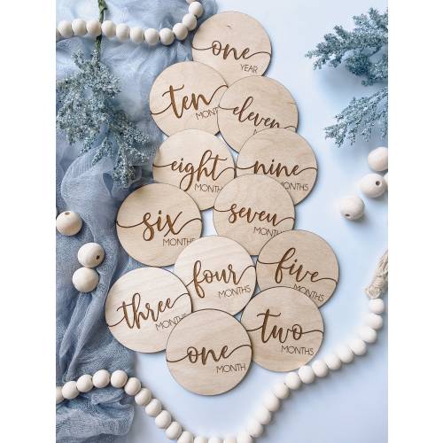 Baby Milestone Cards, Wooden Milestone Signs, Monthly Photos, Baby Shower Gift, Newborn Photo Props, Baby Monthly Milestone Markers