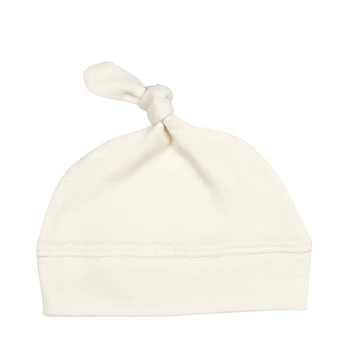 L'ovedbaby Unisex Baby Organic Cotton Knotted Hat, GOTS Certified, Adjusting Top Knot Beanie for Newborns Infant, Buttercream