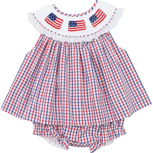 Smocked Flags Eyelet Diaper Set