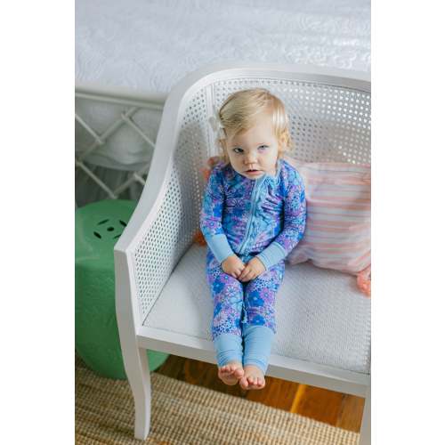 Purple and Blue Floral Bamboo Romper I Poppy Kids Co