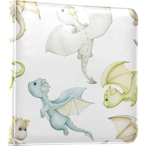 Kigai Baby Dragon Photo Album Self Adhesive Scrapbook Album DIY Photo Album Book Leather Cover Picture Album with 20 Adhesive Sheets, 11.8x24x0.8 inch