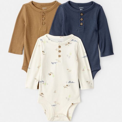 Baby Boy Carter's 3-Pack Elephant Print Long Sleeve Bodysuits