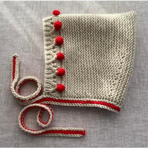 Hand Knit Wool Pixie Bonnet, Vintage Style Baby Hat