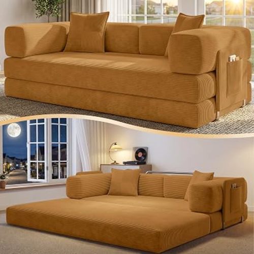 78.8" Convertible Futon Sofa Bed, Boneless Couch for Living Room