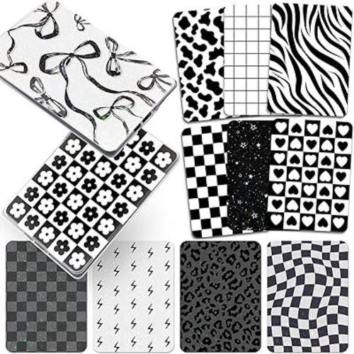 Insert Cardstock for Clear Case - 12 PCs Black White Back Skin Decal Compatible with Kindle Paperwhite 11th 12th Generation 6.8" Card Accessories for E-Reader Book Lover Readers Gifts