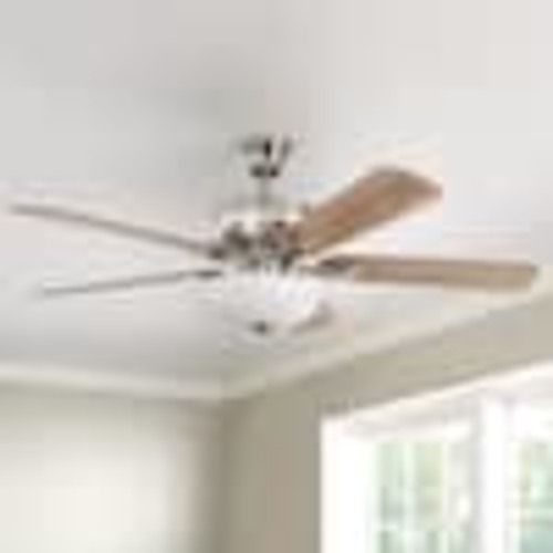 Hampton Bay Rothley II 52 in. Indoor LED Brushed Nickel Ceiling Fan with Light Kit, Downrod, Reversible Motor and Reversible Blades 52050