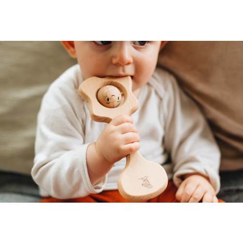 The Kiss Co Natural Teething Rattle - Pepi Kiss