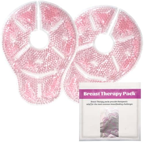 Breast Treatment Ice Pack Hot Cold Breast Pad, Nursing Pain, Mastitis, Swelling, Essential for Breastfeeding New Mothers, 2 Pack (Pink, L)