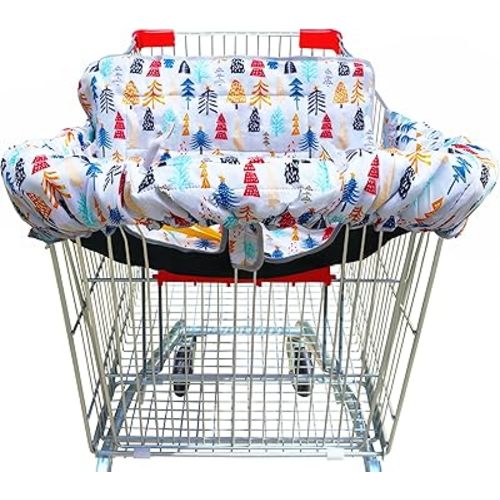 2 in 1 Shopping Cart Cover&High Chair Cover for Restaurant Seat, Grocery Cart Cover for Baby Infant Toddler Girl/Boy Reversible, Machine Washable (Lucky Tree)