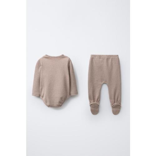MELANGE BODYSUIT AND LEGGINGS PACK - Brown marl | ZARA United States