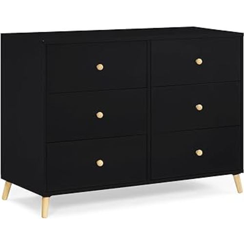 Delta Children Essex 6 Drawer Dresser, Black/Natural