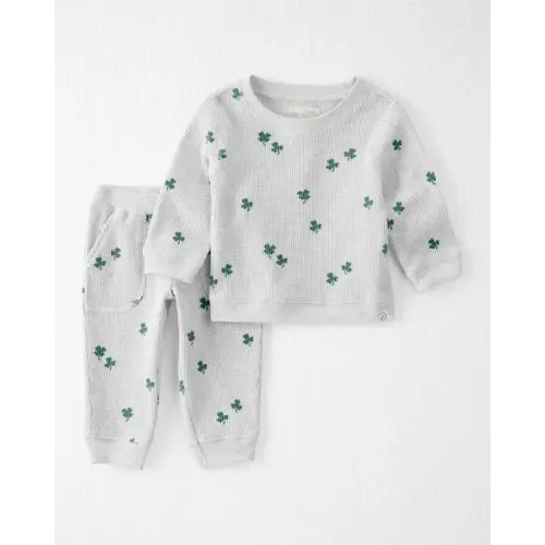 Baby 2-Piece Organic Cotton Thermal Knit Set in Lucky Clovers Print - Little Planet | Carter's