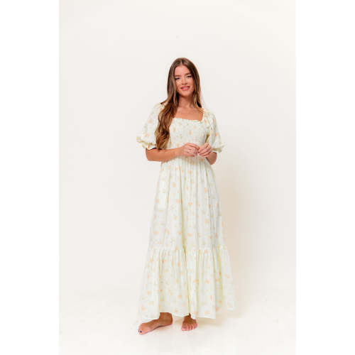 Livvy 100% Cotton Dress in Green (Fully Lined) - Bump Friendly