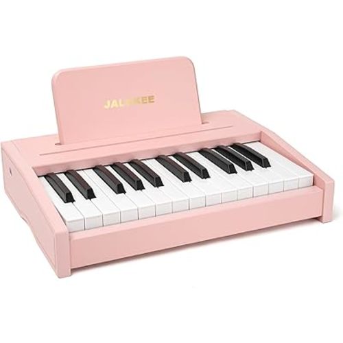 Kids Piano Keyboard, Digital Piano for Kids, Music Educational Instrument Toy, Wood Toy for 3+ Girls and Boys (Pink, 25 Keys)