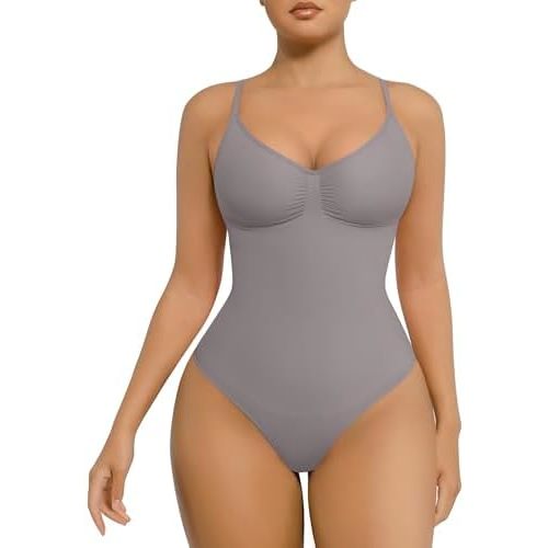FeelinGirl Shapewear Bodysuit for Women Tummy Control Seamless Sculpting Snatched Waist Body Suit Body Shaper Thong