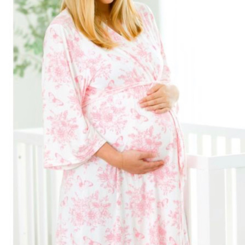 Pink Butterfly Garden Toile Women's Maternity Robe