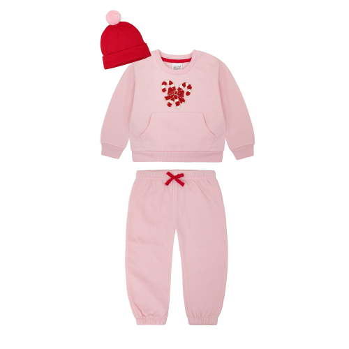 Joyful Moments Toddler Girls Candy Cane Sweatshirt, Jogger and Beanie, 3-Piece Set, Sizes 12M-5T