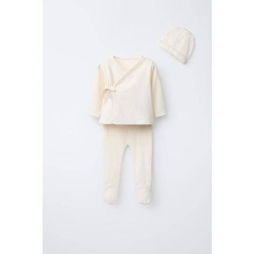 POINTELLE HEART LAYETTE SET AND POUCH - Butter | ZARA United States