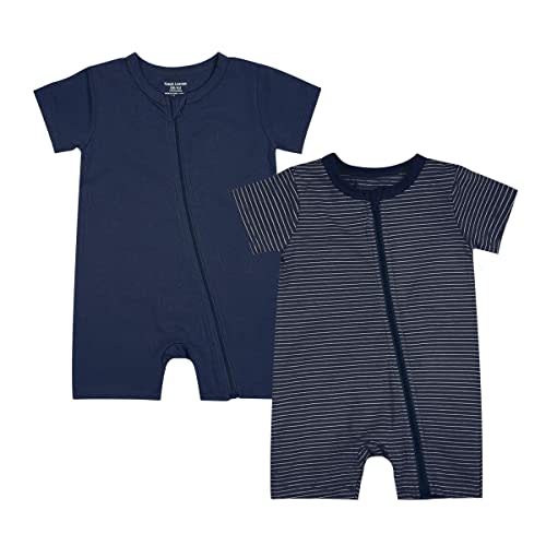 Teach Leanbh Unisex Baby 2 Pack Pajamas Cotton Short Sleeve Zipper Romper | Baby Boys Baby Girls Jumpsuit Sleep and Play 3-24 Months