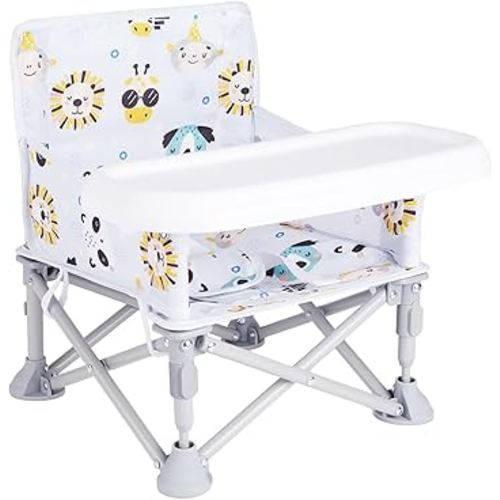 Portable Baby Booster Seat with Tray, Toddler Booster seat for Dining, Camping, Travel, Baby Beach Chair 6 Months to 3 Years Old Indoor Outdoor Use CH2407