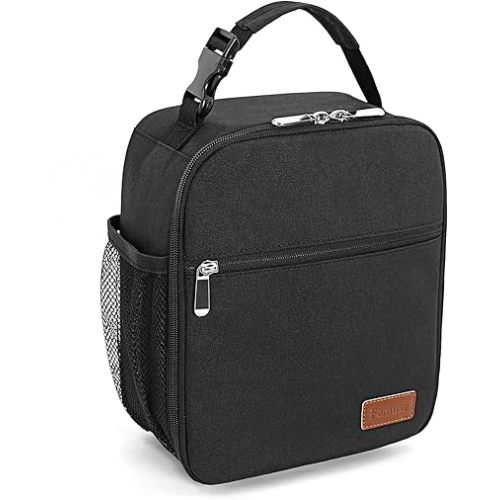 Femuar Lunch bag for Men Women Adults Small for Office Work Picnic - Reusable Portable Lunchbag, Black