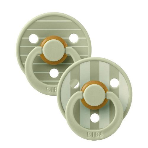 Bibs Studio Collection Colour Stripe Latex Pacifier, BPA-Free, Phthalate-Free, Rubber Latex, 6-18 Months, 2pk