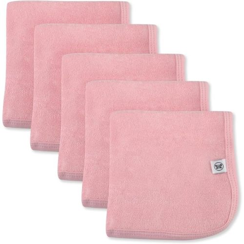 HonestBaby Multipack Woven Washcloths Bath Soft Absorbent Terry for Infant Baby Boys, Girls, Unisex, 5-Pack Pink, One Size