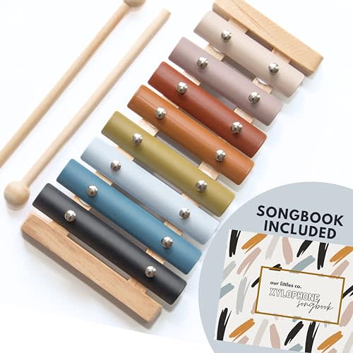Our Littles Co Neutral Xylophone Instrument | Montessori Musical Toy for Toddlers & Kids Song Book | Educational Developmental Sensory Toys Non-Toxic Safe Gift Organic | Designed in USA