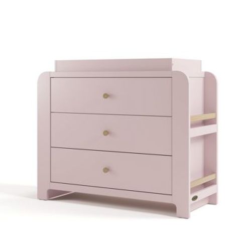 Graco Read-with-Me 3 Drawer Chest with Bookshelves and Removable Changing Topper Blush/Driftwood