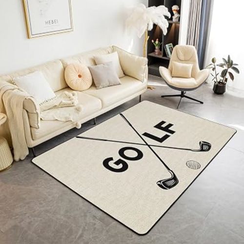 Golf Club Area Rug for Bedside,Boys Teens Ball Game Lover Non Shedding Living Room Rugs for Kids Teens Adult Home Party Decor,Retro Simple Style Accent Rug for Living Room Bedroom Decor 5x6'6''