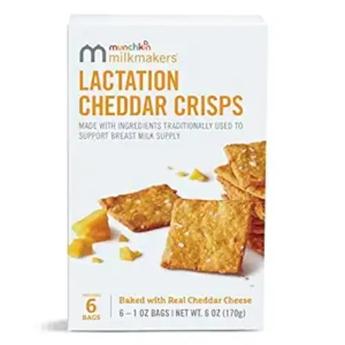 Munchkin® Milkmakers® Lactation Cheddar Crisps for Breastfeeding Moms with Oats and Flax, 6 Count