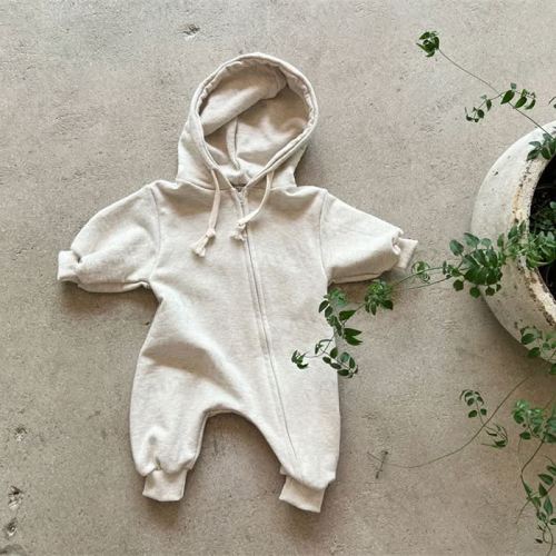 Baby Solid Color Hooded Casual Romper