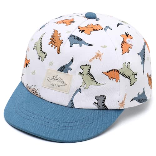 Duoyeree Toddler Baby Baseball Snapback hat Infant Baseball Cap Polyester | 0-24m,cute dinosaur print,UPF50+,Summer baseball cap for baby boys, soft brim to block the sun and protect the eyes