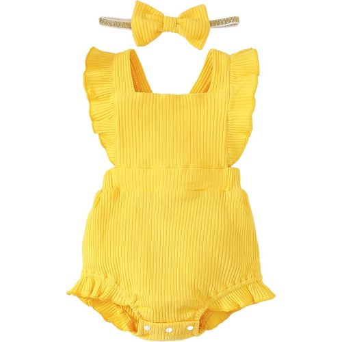 Baby Girl Ruffled Jumpsuit and Headband Set