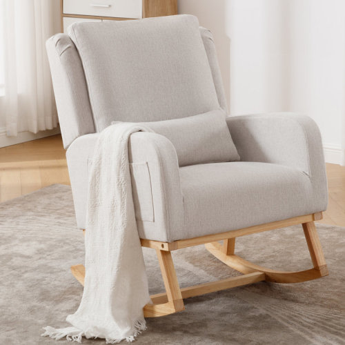 Ebern Designs Discover Our Rocking Chair with Plush Backrest and Supportive Lumbar Pillow – Perfect for Your Relaxation Corner & Reviews | Wayfair