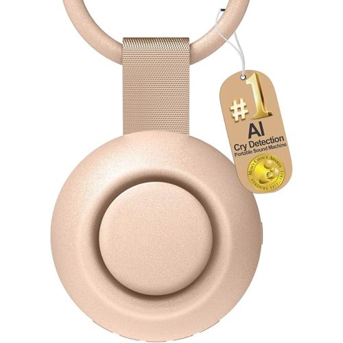 2025 Mom's Choice Awards, Portable Sound Machine for Baby Adult, AI Cry Detection, 18 Soothing Sound, Bluetooth Rechargeable White Noise Machine for Home Office Travel, Nursery Light, Pink