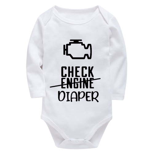 Check Engine Diaper Infant White Onesie Long Sleeve Neutral Onesie Baby White 6-9 Month Romper Boy
