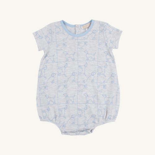 Short Sleeve Patton Play Bubble - Puppy Puzzle with Beale Street Blue