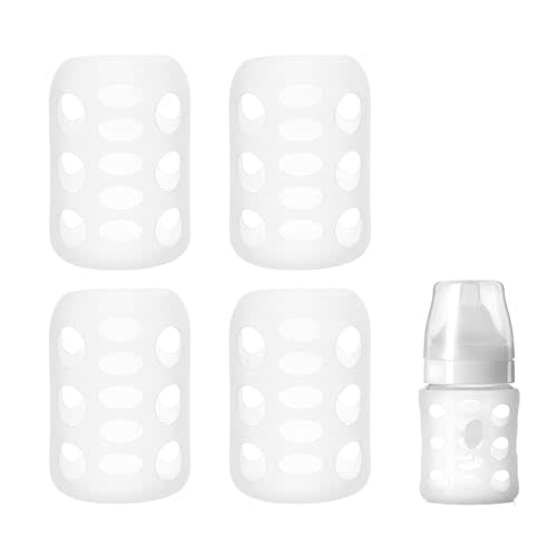 4Pack Silicone Sleeve Compatible with Evenflo Wide Neck 5oz/6oz, Glass Bottle Sleeves for Gulicola Baby Bottle 5oz, Scald Sleeve Heat Protective Case