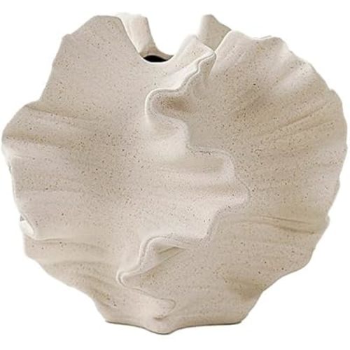 Modern Art Ceramic Coral Flower Vase Home and Office Decoration Sculpture Work Bohemian Decoration Coffee Table Office Bookshelf Living Room Decor (White)