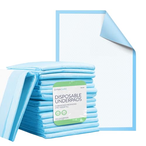 Dynarex 1341 Disposable UnderPad, Medical-Grade Incontinence Bed Pad to Protect Sheet, Mattresses, and Furniture, 17" x 24", 22g, 100 Count (Pack of 1)