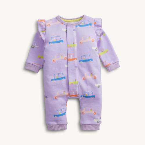 Magnetic Me French Terry Magnetic Romper with Front Pockets - You Auto Know Purple, 0-3M