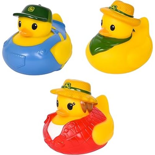 John Deere Rubber Duck - Collectible Farm Duckies in Assorted Cowboy & Farmer Inspired Styles - 3 Pack